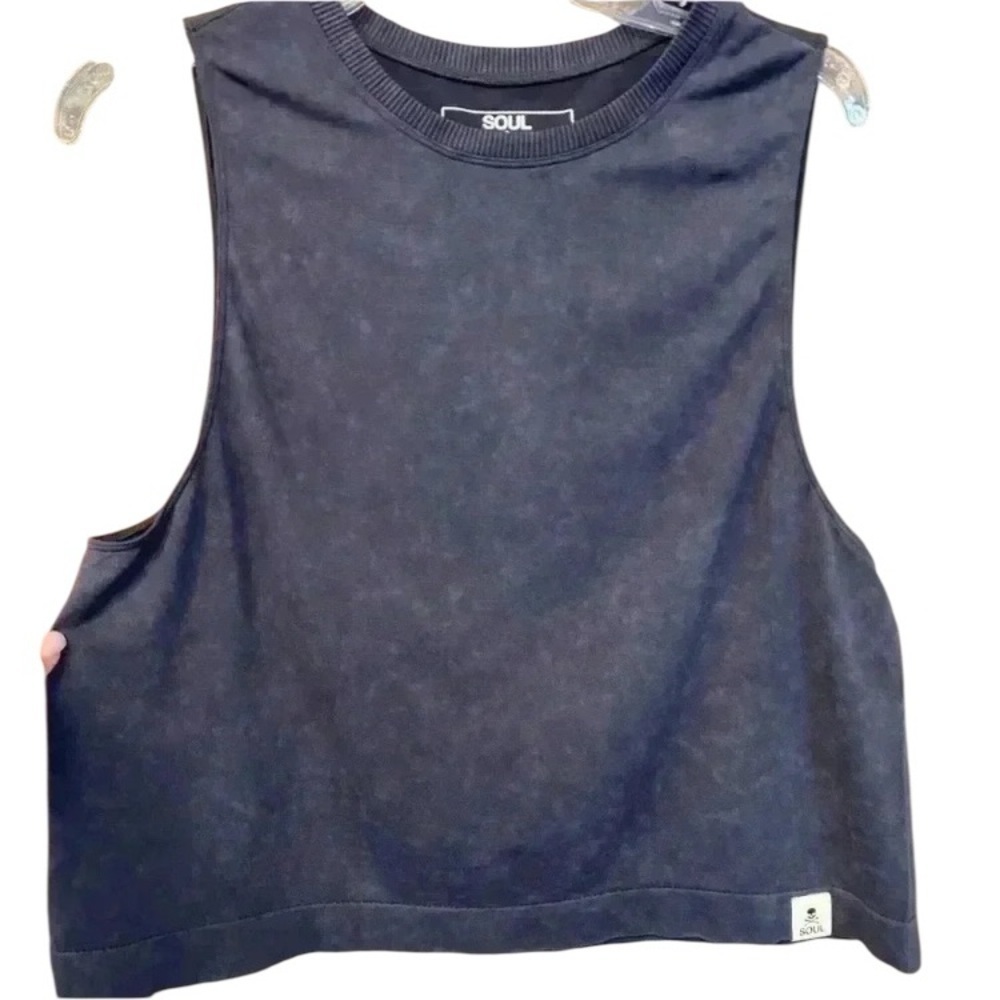 Soul Women’s Crop Tank Black Marble Soft  Small
